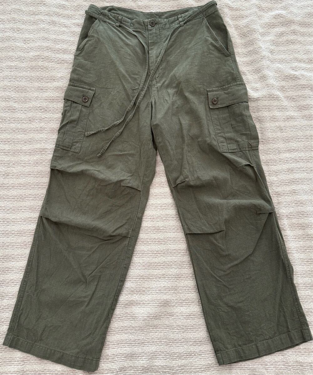Frizmworks Linen Cargo Parachute Pants Olive L